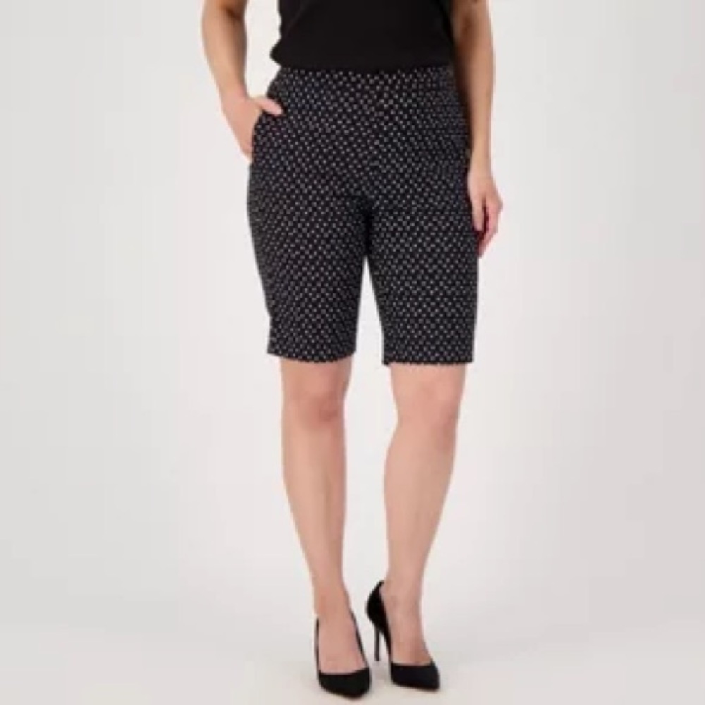 George 18P black polka dot Bermuda Shorts Stretchy
